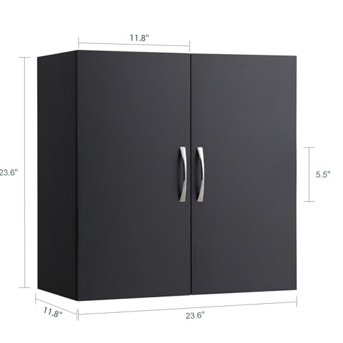 Over Toilet Wall Mount Bathroom Cabinet, Wall Size, Black | Wall-Mounted Over-Toilet Cabinet With Adjustable Shelf, Multi-Use Bathroom & Laundry Storage, HUS-BZR200 - color: Black2