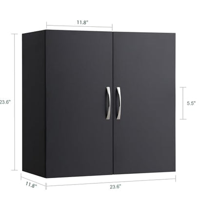 Over Toilet Wall Mount Bathroom Cabinet, Wall Size, Black | Wall-Mounted Over-Toilet Cabinet With Adjustable Shelf, Multi-Use Bathroom & Laundry Storage, HUS-BZR200 - color: Black2
