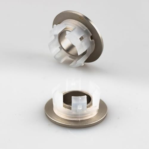 4 PCS Sink Basin Trim Overflow Cover, Brass Insert in Hole Round Caps for Bathroom or Kitchen Sink Brushed Nickel