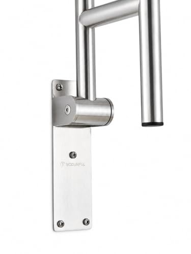 Flip UP Toilet Safety Rail Stainless Steel Silver: Modunful Brushed SUS304 Grab Bar with Arm Support - 23.6" Width, 400 lbs Capacity for Elderly, Disabled, Bathroom, Wide Base - color: S-2931.Silver