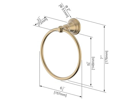 F-0801-BG Bath Towel Ring, Bathroom Hardware Accessories Wall Mounted Towel Holder for Bathroom,Brushed Gold Finished - color: Brushed Gold