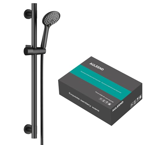 Shower Slide Bar Handheld Shower Head with Hose, 5-Function Hand Shower with Wall Mount，shower slide bar,adjustable height shower head (A-round, Matte Black) - color: Matte Black