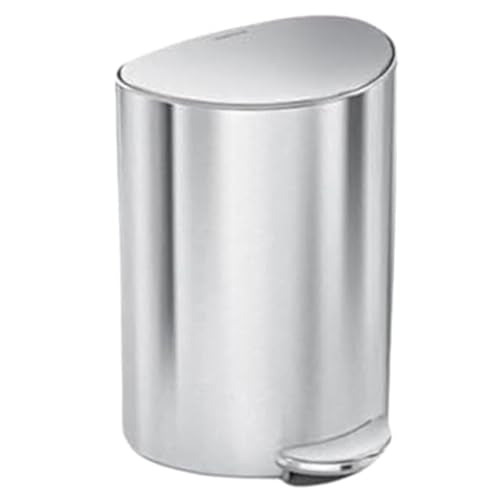 simplehuman Semi-Round Step Can, 6L / 1.6 Gallon Bathroom Trash Can, Liner Pocket®, Sleek Internal Hinge, 150,000-Step Pedal, Lid Shox® Silent Close, Brushed Stainless Steel - color: Brushed Stainless Steel