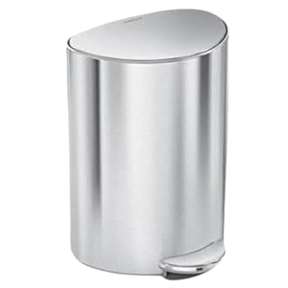 simplehuman Semi-Round Step Can, 6L / 1.6 Gallon Bathroom Trash Can, Liner Pocket®, Sleek Internal Hinge, 150,000-Step Pedal, Lid Shox® Silent Close, Brushed Stainless Steel - color: Brushed Stainless Steel
