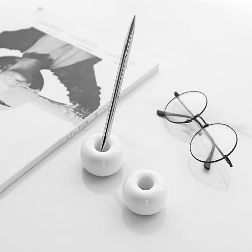 Mini Ceramics Toothbrush Holder Stand for Bathroom Vanity Countertop, Handmade Couple Toothbrush Head Holder, Shaver Holder and Office Pen Holder, 2-Piece Set White - color: White&white