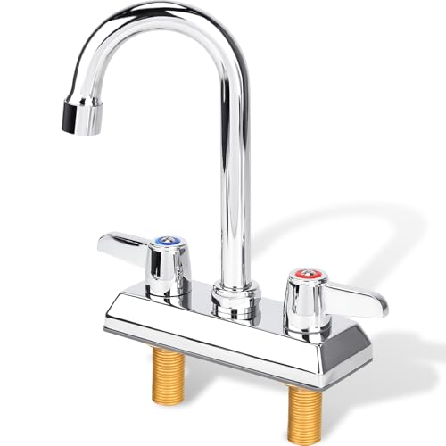 4 Inch Center Kitchen Sink,Commercial Sink Faucet,Brass Kitchen Faucet,Wall Mount Kitchen Faucets，Dual Lever Handles，with 3-1/2" Gooseneck Spout