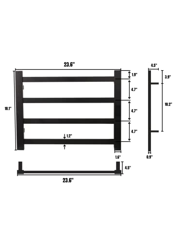 Smart Wireless Electric Towel Warmer | Blade Thin 4 Bar Design | Hardwired & Plug-in | Alexa & Google Home Compatible | Matte Black Finish - color: Matte Black, size: 4-Bar Wifi