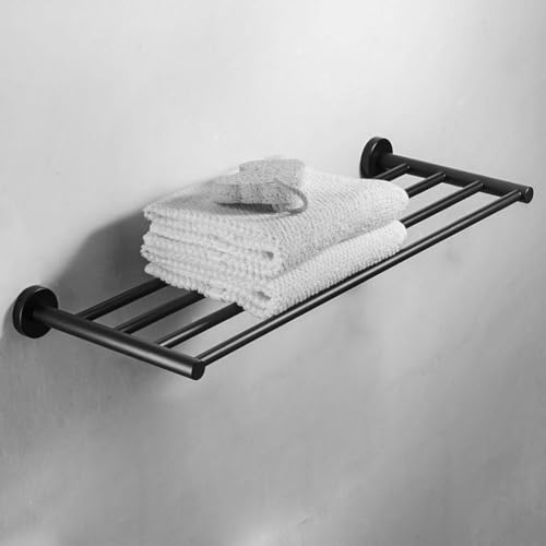 30 Inch Bathroom Towel Rack, Hotel Style Towel Racks for Bathroom Wall Mounted, Modern Towel Bar Rack, 2-Tier Towel Shelves, Black - color: Black, size: 30 Inches