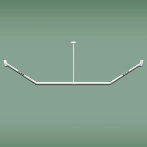Naiture Neo-Angle Shower Curtain Rod, 30-1/2" X 37" X 30-1/2", Matte White | Aluminum, Includes 36" Ceiling Support and Mounting Hardware, Cut to Fit, Permanent Wall Mount, Rustproof - color: Matte White, size: 30-1/2" X 37" X 30-1/2"