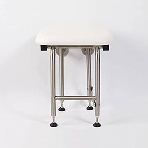 Padded Folding Shower Seat with Legs - Wall Mount Bench for Inside Shower / Bathroom Safety Assist / 304 Stainless Steel / Marine Vinyl / 18" x 16" - size: 18 x 16"