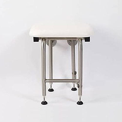 Padded Folding Shower Seat with Legs - Wall Mount Bench for Inside Shower / Bathroom Safety Assist / 304 Stainless Steel / Marine Vinyl / 18" x 16" - size: 18 x 16"