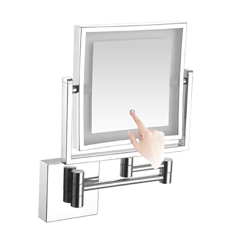 Wall Mounted Makeup Mirror with 3 Color Dimmable LED Lights 1X/3x Magnifying Mirror with Touch Dimming for Bathroom Bedroom 12" Extendable ArmSilver, USB - color: Silver, size: USB