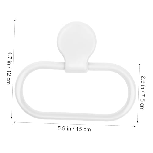 Self-Adhesive White Towel Ring Holder No Drilling Bathroom and Kitchen Wall Mount Abs Material Easy Installation for Hanging Hand Towels and Cloths