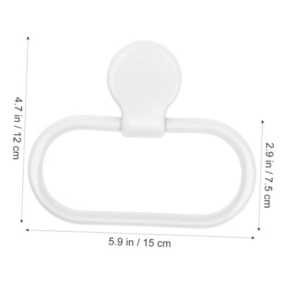 Self-Adhesive White Towel Ring Holder No Drilling Bathroom and Kitchen Wall Mount Abs Material Easy Installation for Hanging Hand Towels and Cloths