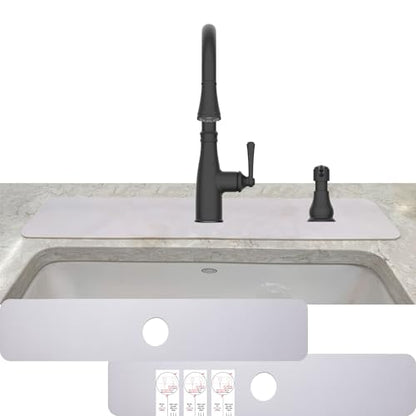 Faucet Mat Kitchen Sink Cuttable : AHA HOMEWARE Kitchen Sink Splash Guard Deck Plate, Customizable Cut Extra Hole for Soap Dispenser, Diatomite Leather Absorbent Fast Drying 2-PACK (Light Gray) - color: Light Gray