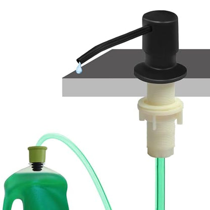 Soap Dispenser for Kitchen Sink (Matte Black),Built in Design Sink Soap Dispenser, Refill from The Top, Stainless Steel Kitchen Soap Pump with 48.8 InchTube Kit - color: Matte Black, style: Modern