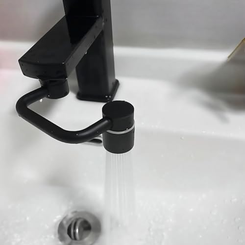 1080° Swivel Faucet Extender, Rotatable Faucet Aerator Extension for Bathroom Faucet, Faucet Extender for Kids, 2 Spray Modes Kitchen Faucet Aerator (Black)