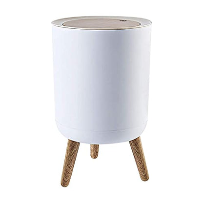 Trash can，7Liter/1.8 Gallon Garbage can with Press top Lid，Nordic Modern Waste Basket，Plastic Trash bin Suitable for Kitchen, Bathroom, Bedroom, Living Room, Office, Outdoor，Dog Proof Trash can…… - size: 1.8 Gallon, style: Round
