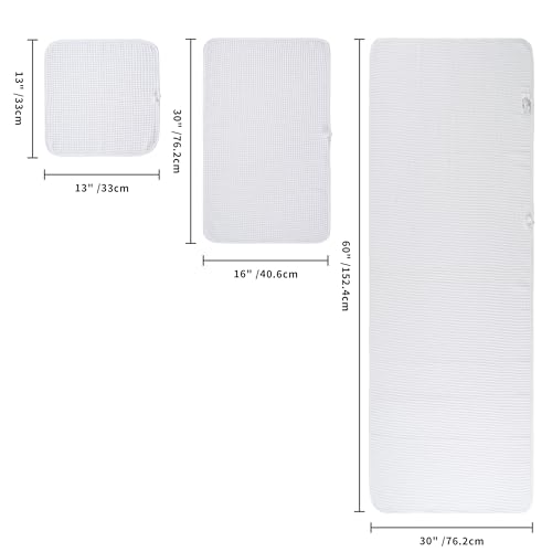 POLYTE 430 GSM Poly Blend Microfiber Quick Dry Waffle Bath Towel Set of 6 | 2-Body Towels, 2-Hand Towels, 2-Wash cloths, Oversize, Lint Free - color: White,beige