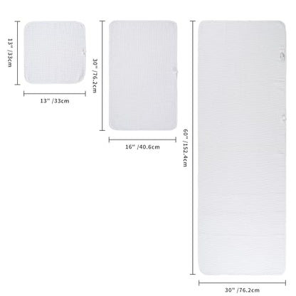 POLYTE 430 GSM Poly Blend Microfiber Quick Dry Waffle Bath Towel Set of 6 | 2-Body Towels, 2-Hand Towels, 2-Wash cloths, Oversize, Lint Free - color: White,beige