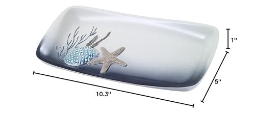 Avanti Linens – Bathroom Accessory, Resin Countertop Accessories, Oceanscape Inspired Bathroom Decor (Blue Lagoon Collection) - size: 10.3" x 5" x 1"