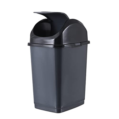 Superio Small 2.5 Gallon Plastic Trash Can with Swing Top Lid, Compact, Slim Waste Bin for Under Desk, Office, Bedroom, Bathroom, Dorm Room, 10 Qt. Portable Garbage Can (Dark Gray, 2 - size: 2.5 Gallon, style: 1 Pack