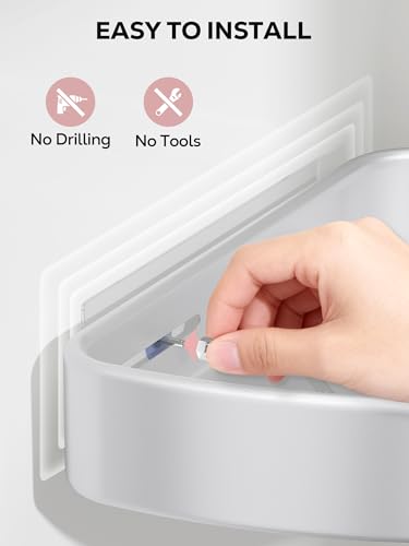 Nieifi Adhesive Shower Caddy Corner, 2 Pack, Silver | No Drilling, Shower Organizer for Inside Shower, Anodized Aluminum, Bathroom Accessory Decor Set