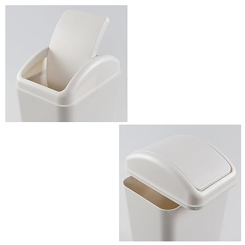 Cand 14 L Small Plastic Garbage Can, Slim Swing Lid Trash Bins, Light Grey - color: Grey