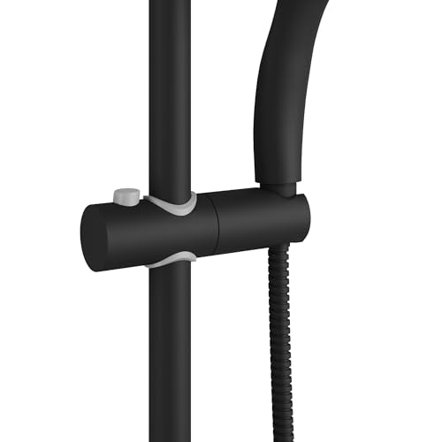 PULSE ShowerSpas Kauai III Matte Black Rain Shower Head with Handheld Spray - 1.8 GPM, 8" Showerhead, 5-Function HandShower, Adjustable Slide Bar - Shower Heads with Handheld Spray Combo - color: Matte Black, size: 1.8 Gallon Per Minute