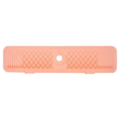 24 Inch Faucet Mat for Kitchen Sink Silicone Sink Splash Guard 5° Slope Faucet Draining Mat Dish Soap Sponge Holder Around Faucet Bathroom Gadgets Sink Accessories Drying Mats Organizer, Pink - color: Pink