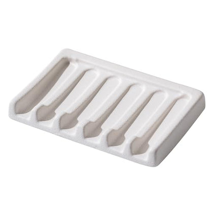 Tanew Self Draining Premium Ceramic Soap Dish, Bar Soap Holder, Waterfall Soap Dish, Shower Soap Holder Sponge Holder Soap Tray Soap Savers for Bathroom, Shower, Kitchen, Sink and Countertop - color: White