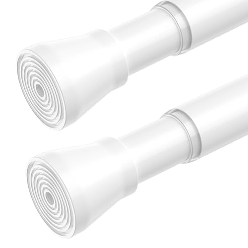 2Pack Tension Curtain Rod 28-48 Inch 7/8" Diameter, Adjustable No Drilling Rustproof White Spring Loaded Curtain Rods for Window, Doorway, Bathroom, Closet, Kitchen, Shower Stall - color: White, size: 2PCS-28-48 Inch