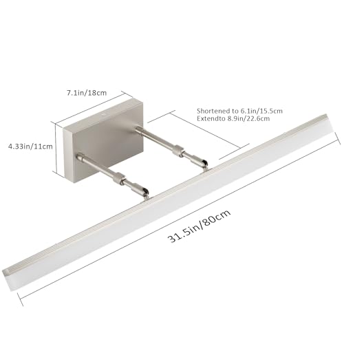 Aipsun 31.5 inch Modern Brushed Nickel Vanity Light Adjustable Bathroom Light Fixtures Over Mirror Rotatable Vanity Lighting 5500K - color: Brushed Nickel, size: 31.5 in