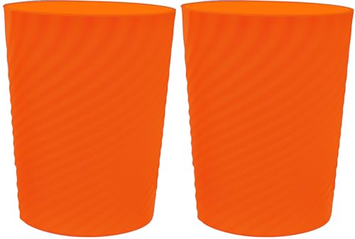 DAJITRE 1.8 Gallon Small Trash Can Wastebasket Recycling Bin Slim Profile for Compact Spaces Bathroom, Office, Bedroom, Kitchen (1.8 Gallon-2pack, Orange) - color: orange, size: 2 Pack