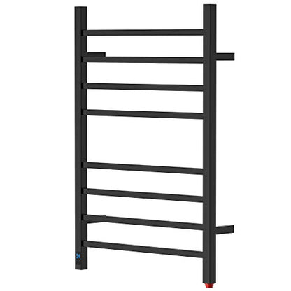 HEATGENE Towel Warmer with Timer and Temperature Control, Electric Towel Warmer with 8 Square Bars, Wall-Mounted Electric Towel Rack with 8 Square Bars, Plug-in/Hardwired Towel Rails - Matte Black - color: Matte Black