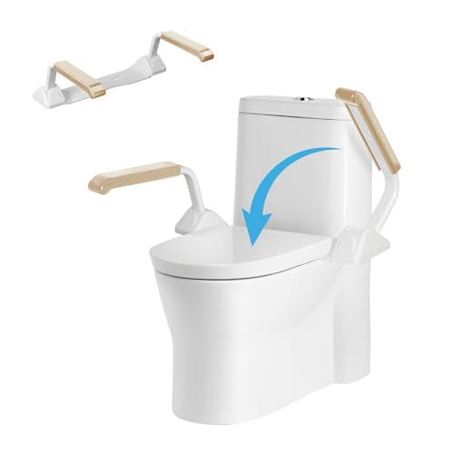 Toilet Safety Rails for Seniors, Heavy Duty Foldable Toilet Support for Seniors, Elderly Toilet Seat Rails with Arms, Toilet Bars for Elderly and Disabled Up to 520LBS, Easy Installation Toilet Rails - color: wood color(FSA eligible)