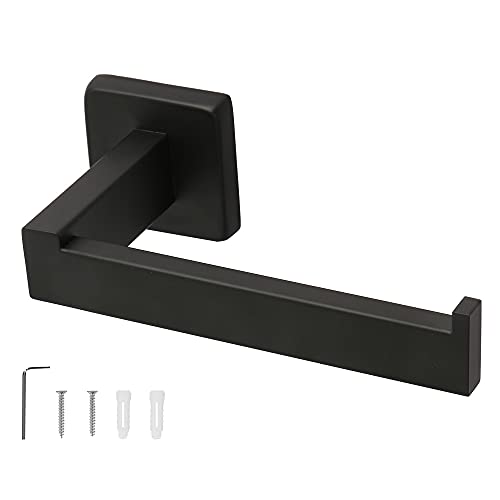 TocTen Toilet Paper Holder-Bathroom Tissue Holder Fit Big Roll Paper, Made of Thicken SUS 304 Stainless Steel, Square Paper Roll Holder Wall Mount Suitable for Bathroom, Kitchen, Office (Black, 6.5) - color: Black-square