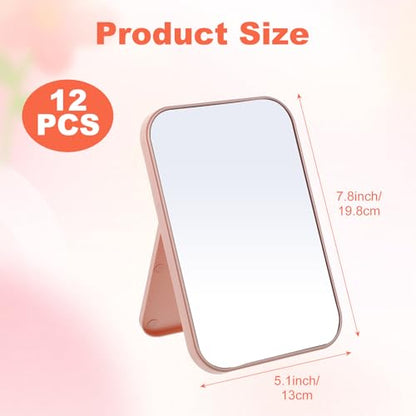12 Pcs Spa Party Mirrors Spa Party Supplies for Girls, Pink Sleepover Accessory Favors Makeup Mirror for Sleepover Slumber Birthday Christmas Favors Gift