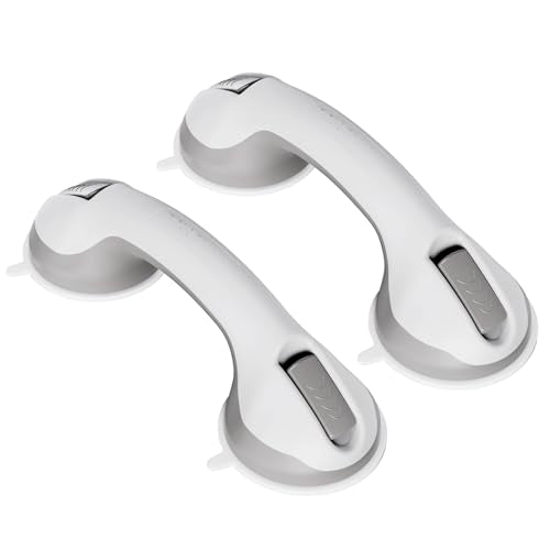 11 Inch Suction Grab Bars for Bathtub Shower, 2 Pack Heavy Duty No Drill Bathroom Safety Handles with Double Locking Suction Cups, Non Slip Shower Grab Bar for Seniors, Elderly, Pregnant Women