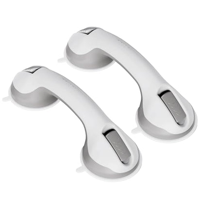 11 Inch Suction Grab Bars for Bathtub Shower, 2 Pack Heavy Duty No Drill Bathroom Safety Handles with Double Locking Suction Cups, Non Slip Shower Grab Bar for Seniors, Elderly, Pregnant Women