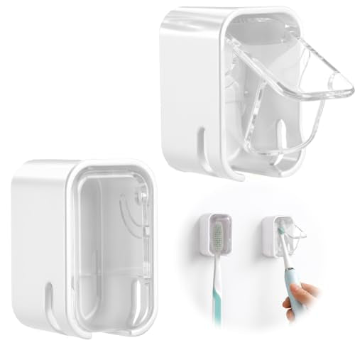 Toothbrush Holders for Bathroom 2PCS Wall Mounted Tooth Brush | Single Toothbrushes Dispenser Storage Organizer for Home and Travel
