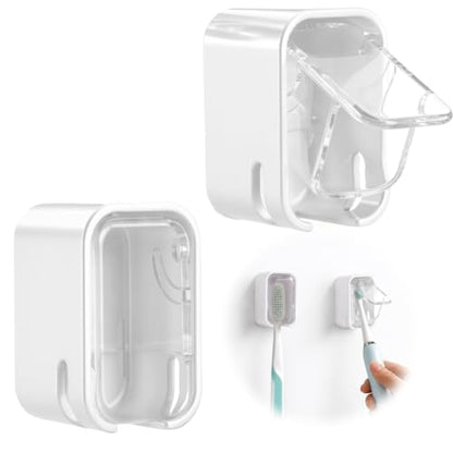 Toothbrush Holders for Bathroom 2PCS Wall Mounted Tooth Brush | Single Toothbrushes Dispenser Storage Organizer for Home and Travel
