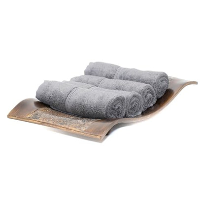 Turkish Washcloths, 4 Pack, 13 x 13 in, 700 GSM, Charcoal Gray | 4 washcloth face towels, 13 x 13 in, 700 GSM, 50% viscose made from bamboo and 50% Aegean Turkish cotton, plush and absorbent - color: Charcoal, size: Washcloths, Set of 4