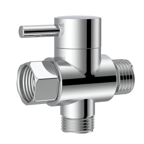 Brass Shower Arm Diverter Valve for Hand Held Showerhead and Fixed Spray Head,G 1/2 3-Way Bathroom Universal Shower System Replacement Part(Polished Chrome) - color: Chrome