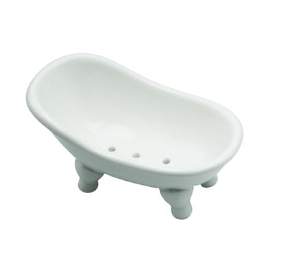 Ceramic Soap Dish,5.59 Inch Bathtub Shaped Soap Holder,Succulent Planter,Makeup Brush Organizer (White) - color: White Bathtub