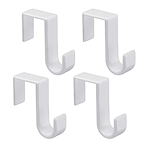 1st Choice Over The Door Hooks 4 Pcs, Z-Shaped Door Hanger Hook Reversible Sturdy Over Door Hooks Fits The 1 3/8” and 1 3/4” Door Widths, Plastic Door Hook Hanger, Towels,White