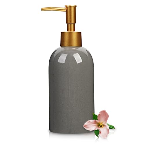 Classic Cylindrical Soap Dispenser, Multi-Color Ceramic Bottle(Gray) - color: Gray