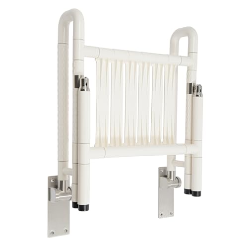 Wall Mounted Folding Shower Seat and Chair 19.69" Wide Foldable Shower Bench with Arms and Legs Home Care Stainless Steel Folding Shower Stool for Elderly, Pregnant Women and Disabled, 441lb Capacity - color: White