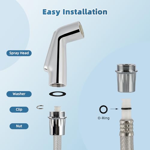 Hygie Rinse Universal Fit Kitchen Sink Spray Attachment, Silver Chrome | NSF/ANSI/CAN 372 Certified, Kitchen Sink Side Sprayer Head Compatible with Delta, Moen, Kohler and OEM Brands Spray Head - color: Chrome, style: Nozzle Head Only