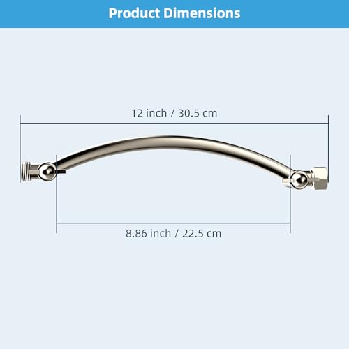 Hibbent All Metal 10'' Shower Head Extension Arm, Brushed Nickel | Solid Brass Adjustable Shower Arm with Lock Joint, Flexible Height & Angle, Universal Connection Shower Head Extender - color: Brushed Nickel, size: 10 Inch